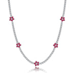 [Clover Jewelry]Luxuriöse bunte Blumen-Tennis-Halskette