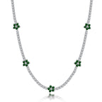 [Clover Jewelry]Luxuriöse bunte Blumen-Tennis-Halskette