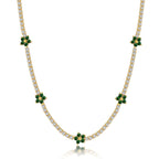 [Clover Jewelry]Luxuriöse bunte Blumen-Tennis-Halskette