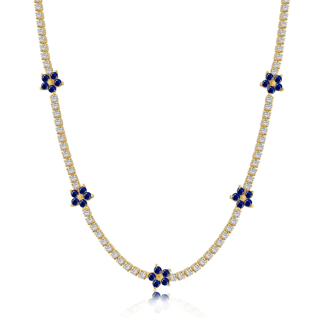 [Clover Jewelry]Luxuriöse bunte Blumen-Tennis-Halskette