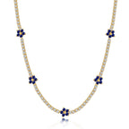 [Clover Jewelry]Luxuriöse bunte Blumen-Tennis-Halskette