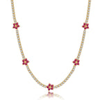 [Clover Jewelry]Luxuriöse bunte Blumen-Tennis-Halskette