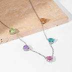 [Clover Jewelry]Funkelnde Bunte Herzschliff Halskette