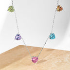 [Clover Jewelry]Funkelnde Bunte Herzschliff Halskette