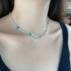 [Clover Jewelry]Luxuriöse bunte Blumen-Tennis-Halskette