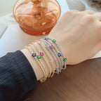 [Clover Schmuck]Funkelndes Tennisarmband in Blumenform