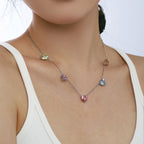 [Clover Jewelry]Funkelnde Bunte Herzschliff Halskette