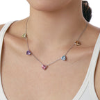 [Clover Jewelry]Funkelnde Bunte Herzschliff Halskette