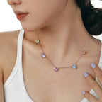 [Clover Jewelry]Funkelnde Bunte Herzschliff Halskette