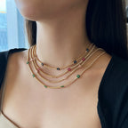 [Clover Jewelry]Luxuriöse bunte Blumen-Tennis-Halskette