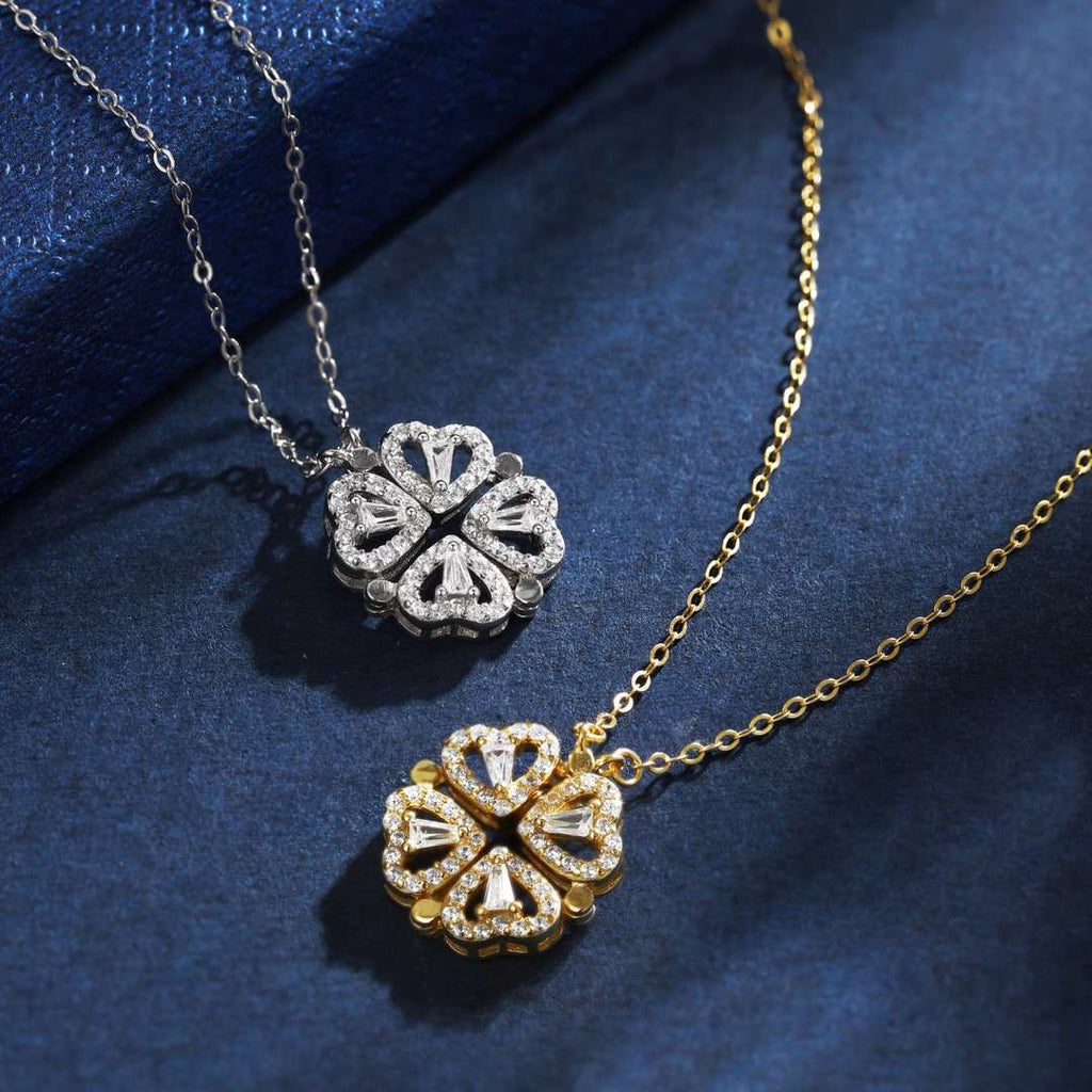 [Clover Schmuck]Verzierte herzförmige Blumenkette