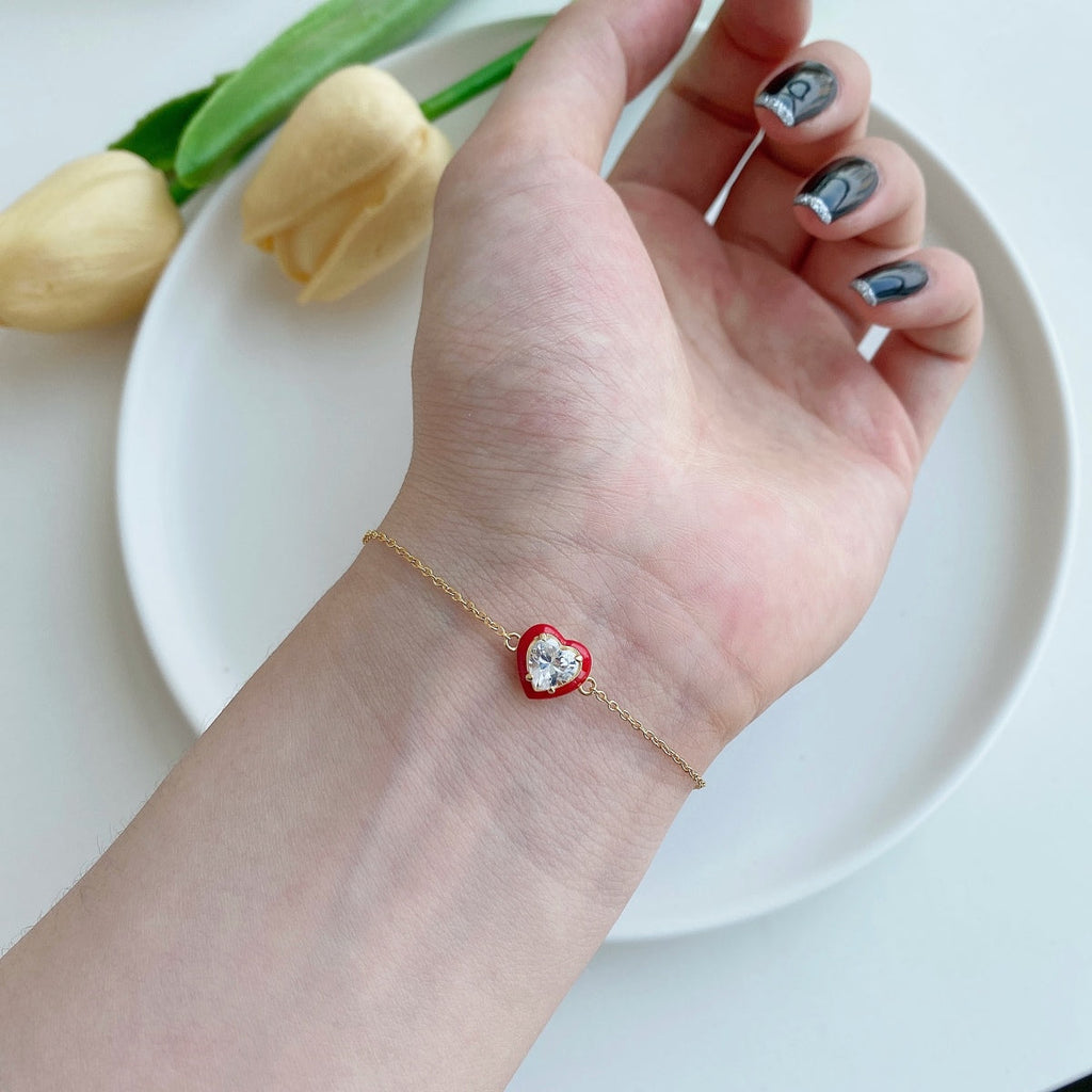 [Clover Jewelry]Funkelndes romantisches Herzform-Liebhaber-Armband