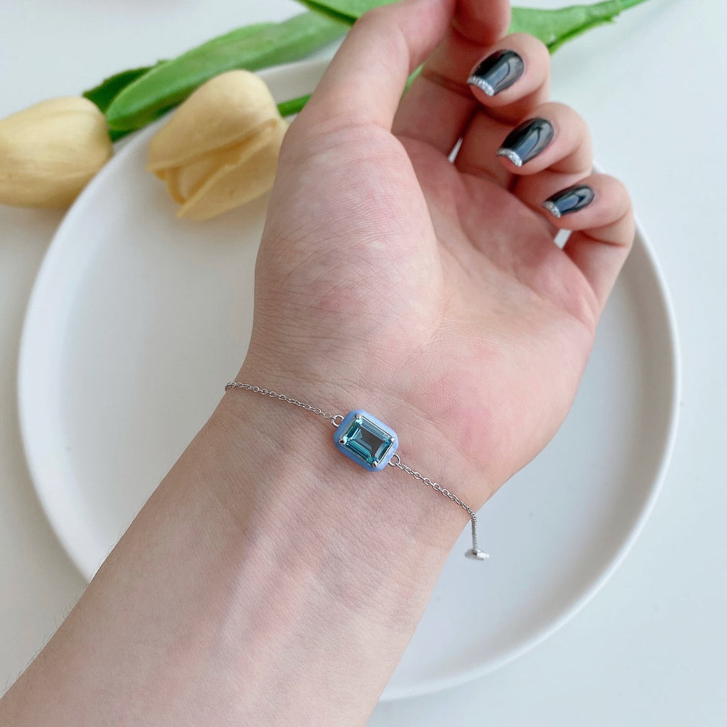 [Clover Jewelry]2.0 Karat Funkelndes Buntes Smaragd-Schliff Alltagsarmband
