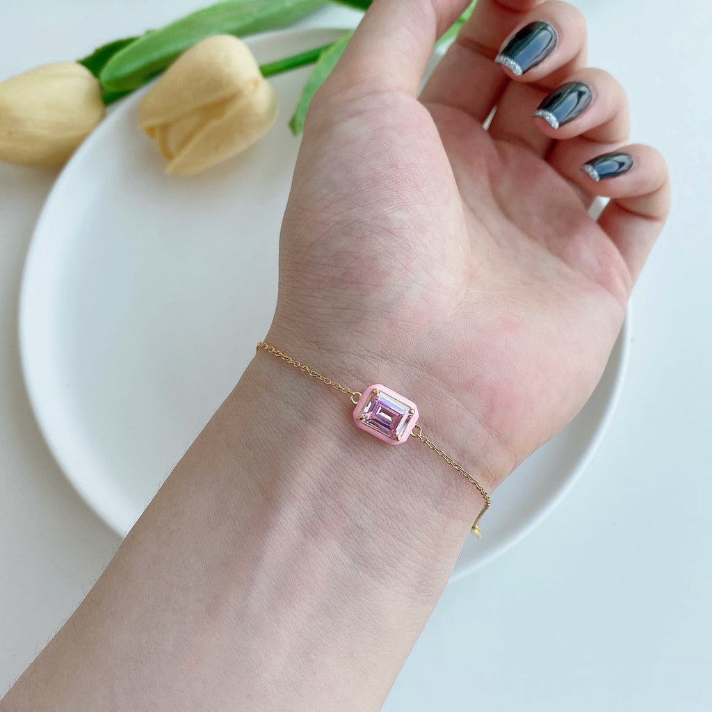 [Clover Jewelry]2.0 Karat Funkelndes Buntes Smaragd-Schliff Alltagsarmband