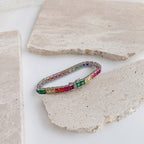 [Clover Jewelry]Funkelndes buntes Tennisarmband mit Prinzessinnenschliff