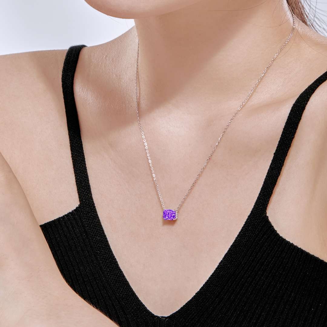 [Clover Jewelry]ラグジュアリースクエアシェイプカラフルネックレス