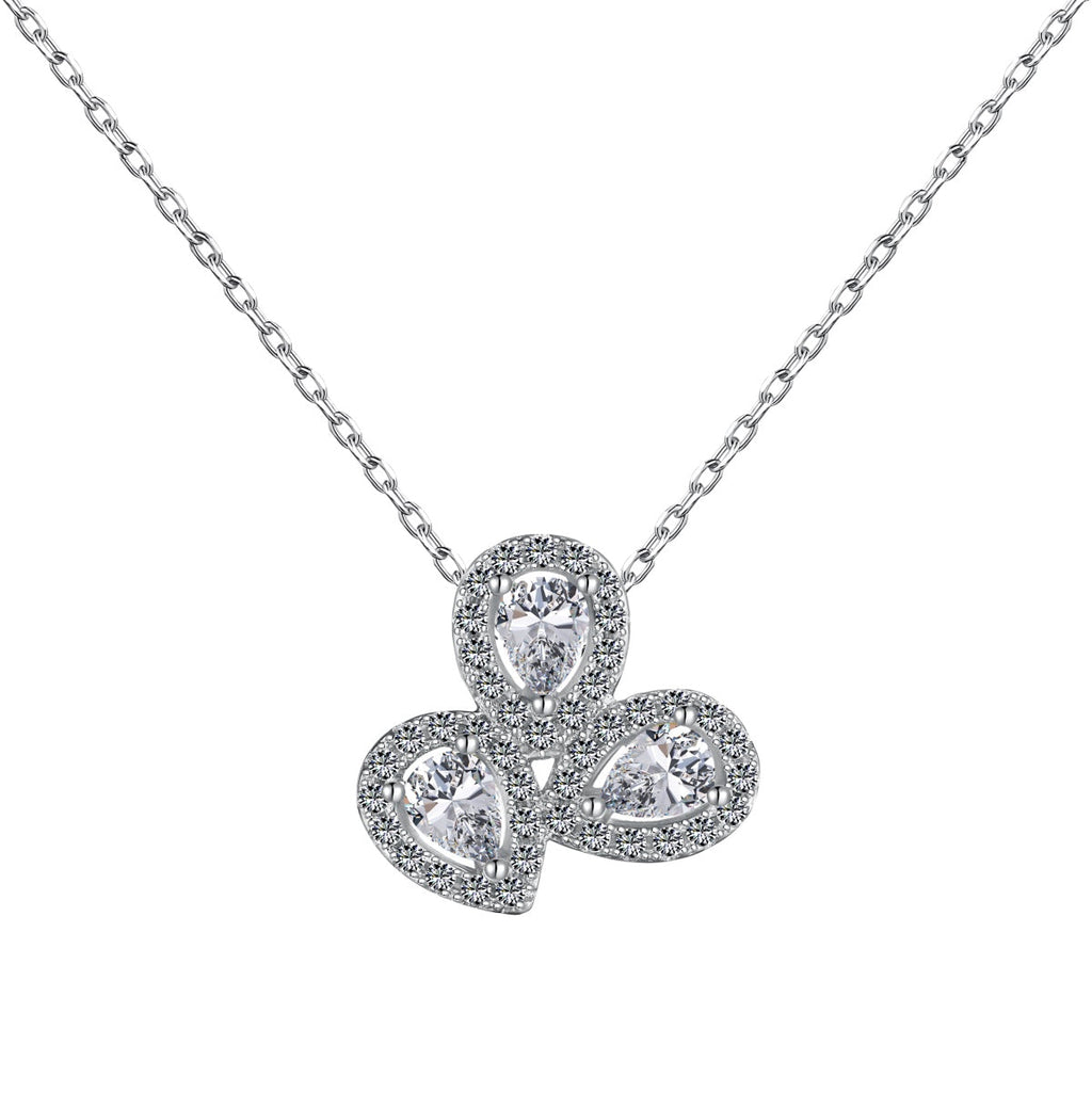 [Clover Jewelry]Elegante Blumenförmige Halskette mit Tropfenschliff
