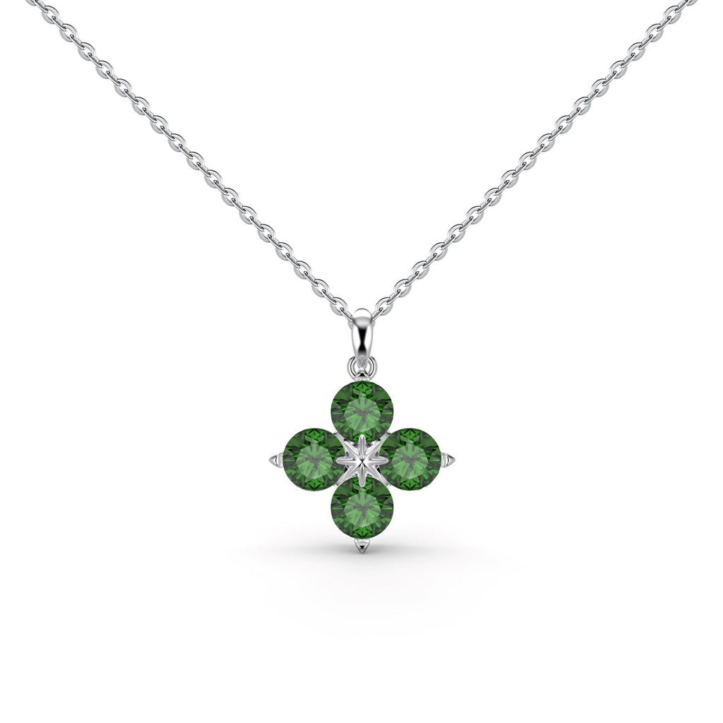 [Clover Jewelry]Vierblättriges Kleeblatt und achtzackige Stern-Halskette