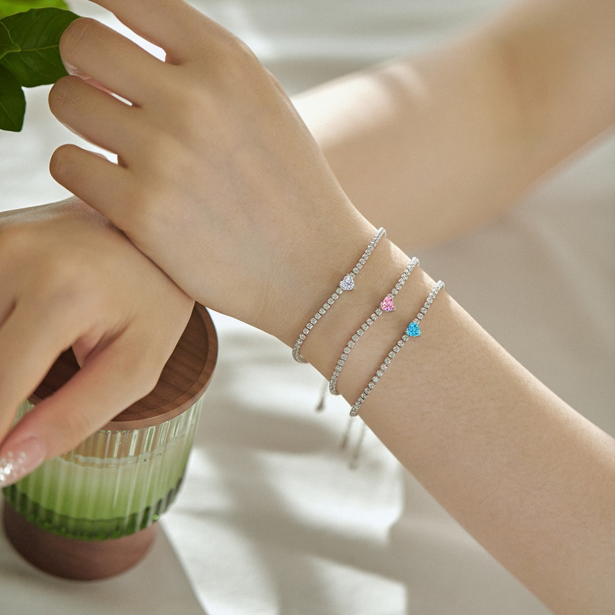 [Clover Jewelry]0,5 Karat Elegantes, romantisches Herzform-Liebhaber-Armband