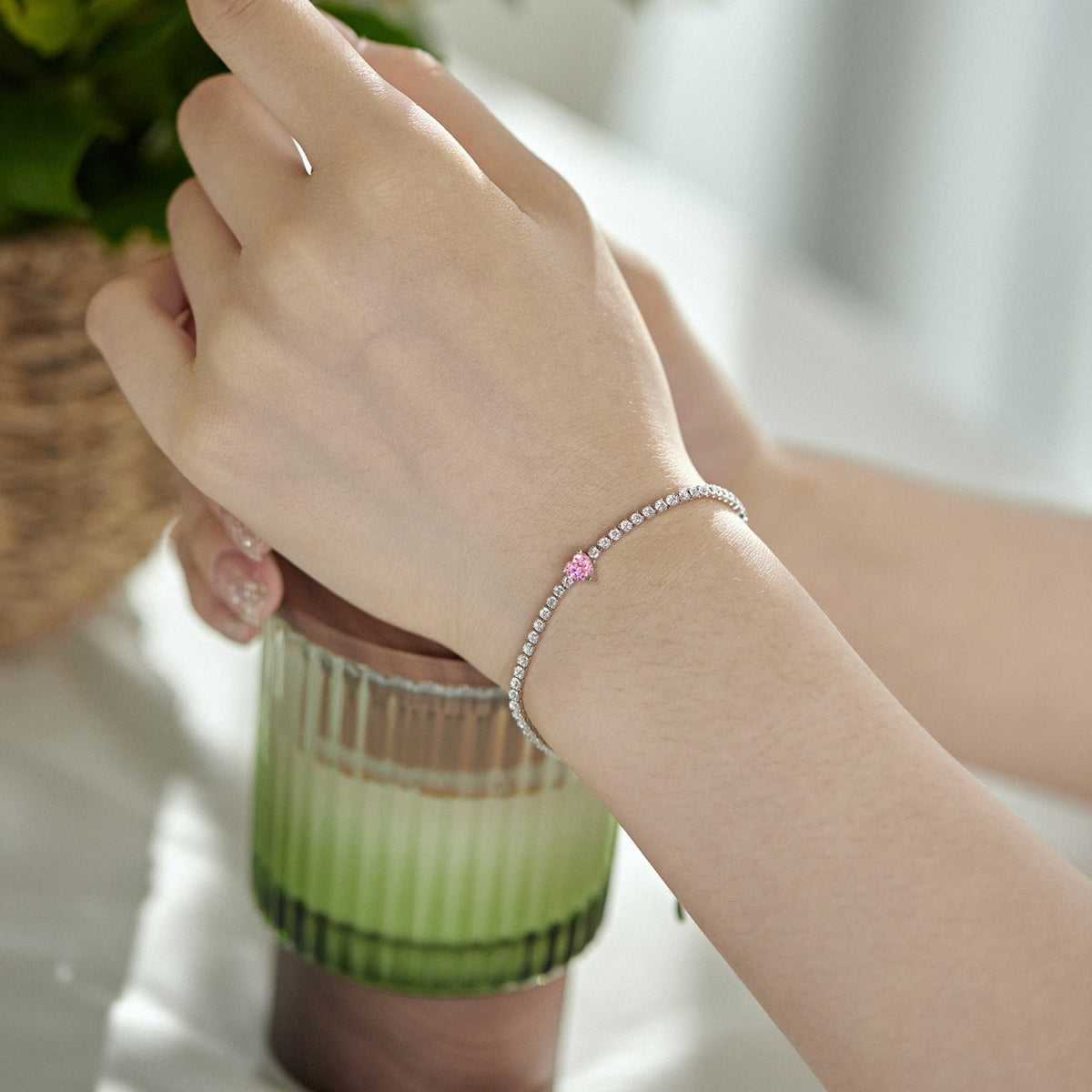 [Clover Jewelry]0,5 Karat Elegantes, romantisches Herzform-Liebhaber-Armband