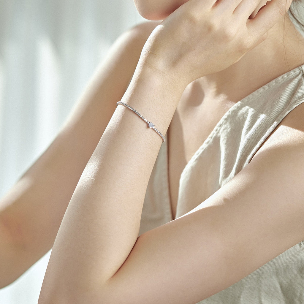 [Clover Jewelry]0,5 Karat Elegantes, romantisches Herzform-Liebhaber-Armband