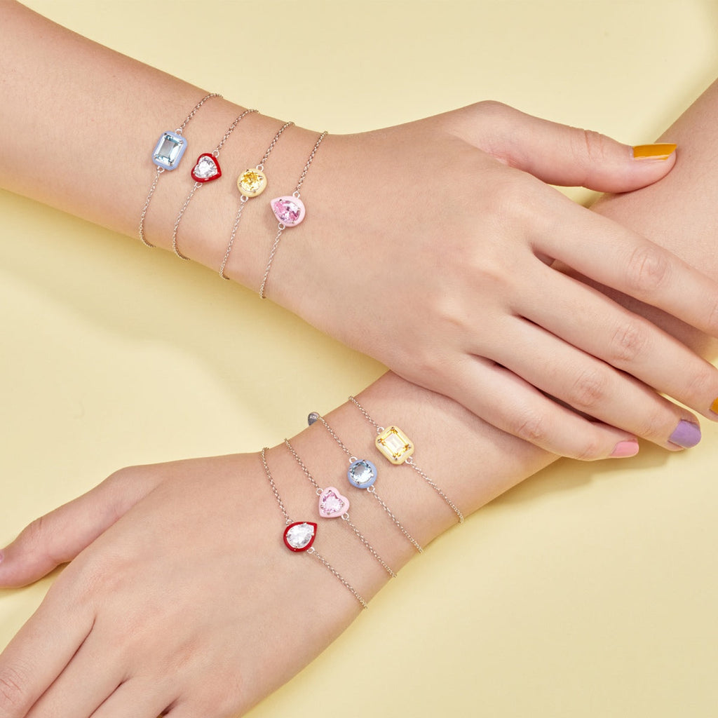 [Clover Jewelry]2.0 Karat Funkelndes Buntes Smaragd-Schliff Alltagsarmband