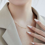 [Clover Jewelry]Kleine Perlen-Schlüsselbeinkette Schlichte Halskette