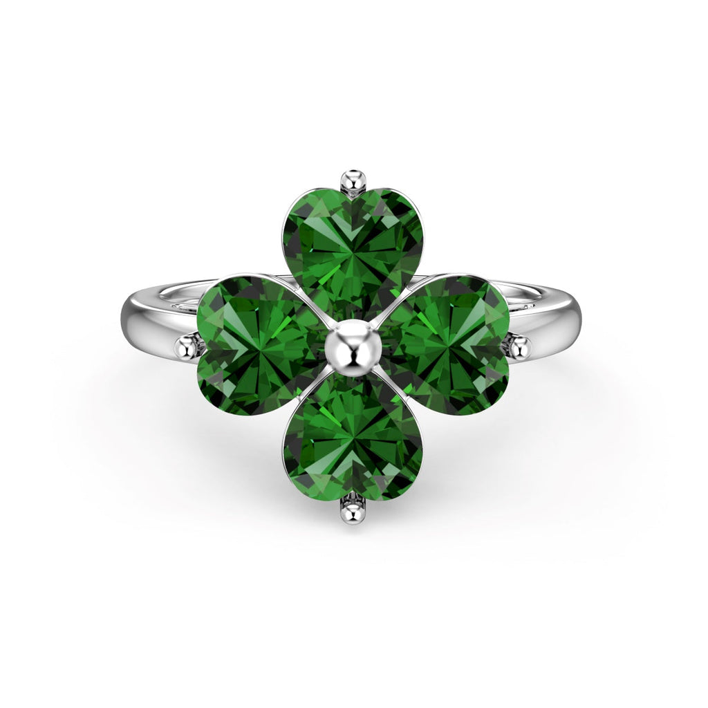 [Clover Jewelry]Herzförmiger vierblättriger Kleeblatt-Kugelring