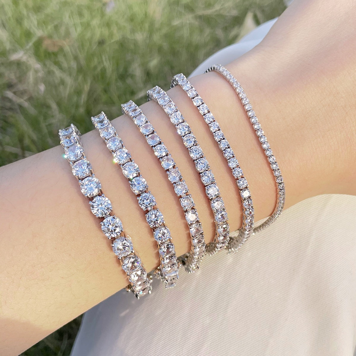[Clover Schmuck]0,75 Karat schillerndes rundgeschliffenes Hochzeitsarmband