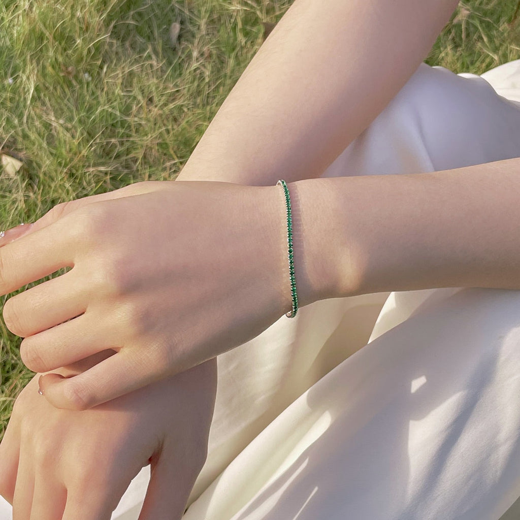 [Clover Jewelry]Strahlendes, farbenfrohes, rund geschliffenes Party-Armband