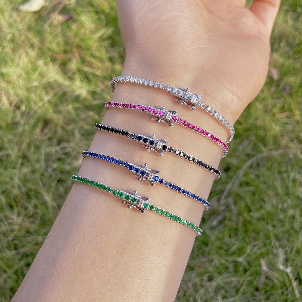 [Clover Jewelry]Strahlendes, farbenfrohes, rund geschliffenes Party-Armband