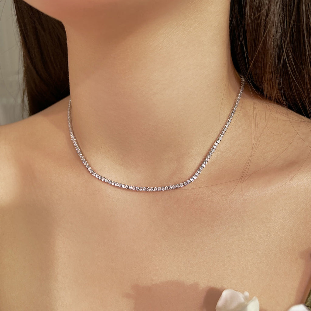 [Clover Jewelry]Zarte runde Tennis Halskette