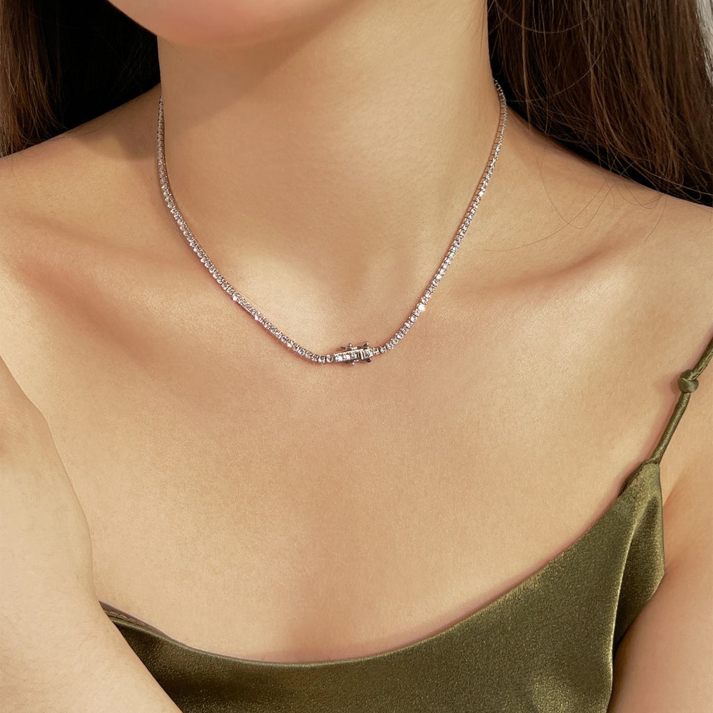 [Clover Jewelry]Zarte runde Tennis Halskette