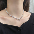 [Klee Schmuck]Prunkvolle Tennis-Halskette mit Herzschliff