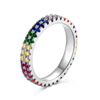 [Clover Jewelry]ユニークカラフルラウンドカットテニスリング
