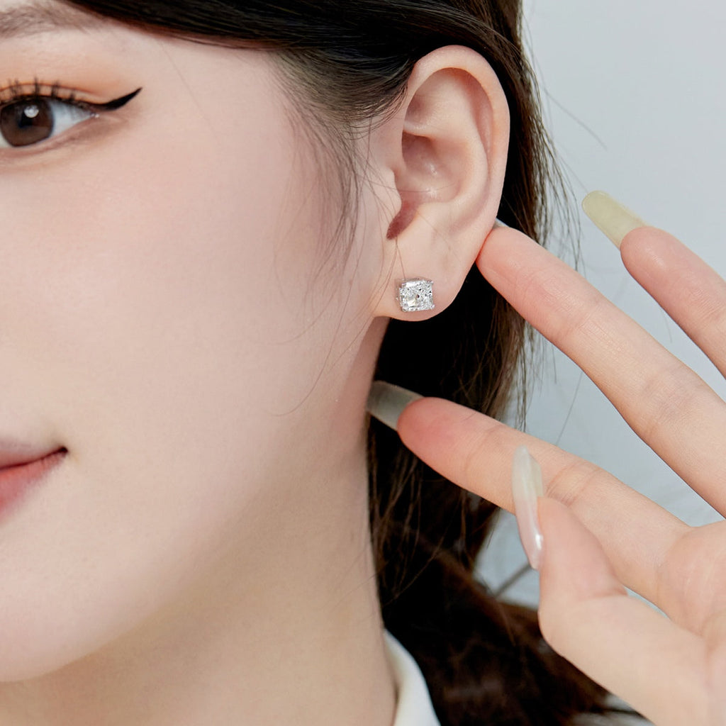 [Clover Jewelry]1,0 Karat Radiant Princess Cut Hochzeits-Ohrringe
