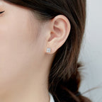 [Clover Jewelry]1,0 Karat Radiant Princess Cut Hochzeits-Ohrringe