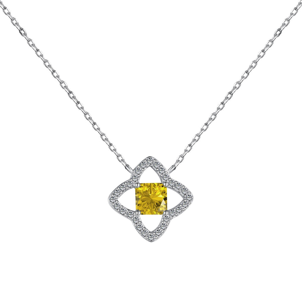 [Clover Jewelry]Exquisite Flower Shape Princess Cut Necklace