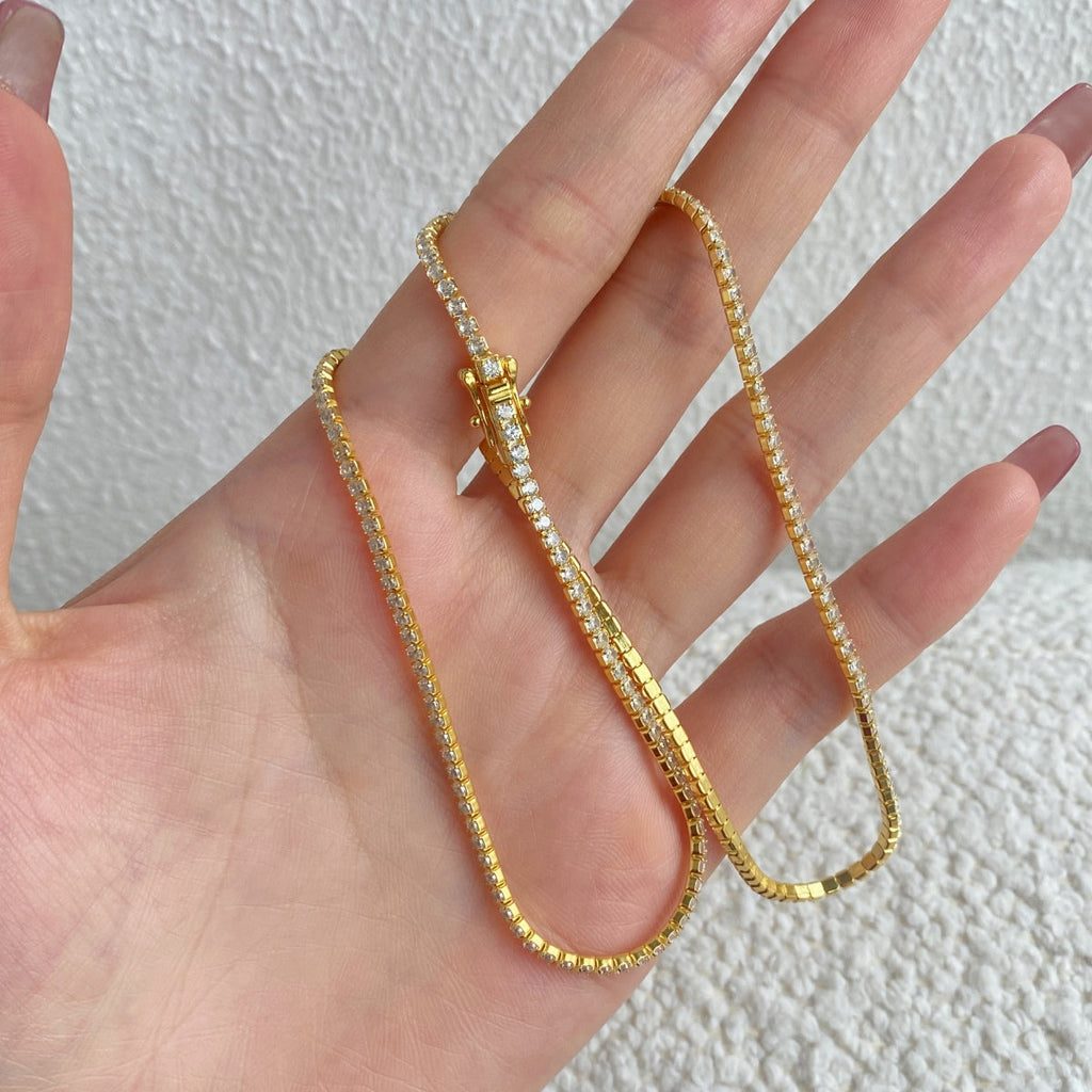 [Clover Jewelry]Zarte runde Tennis Halskette