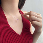 [Clover Schmuck]6.0 Karat Radiant Herzform Halskette