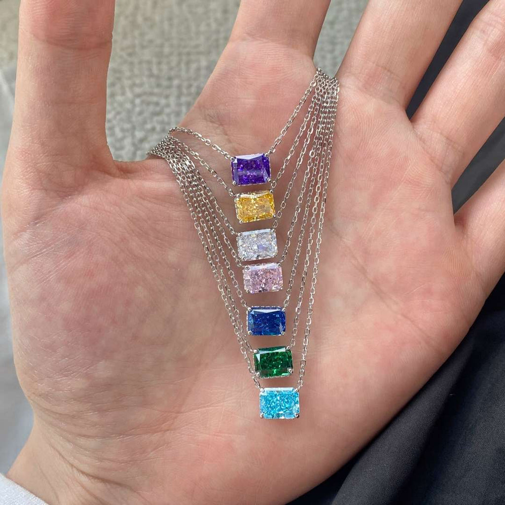 [Clover Jewelry]ラグジュアリースクエアシェイプカラフルネックレス