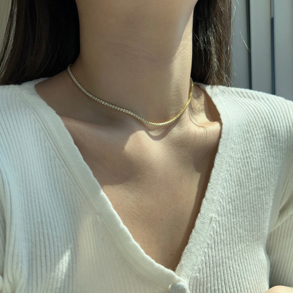 [Clover Jewelry]Zarte runde Tennis Halskette