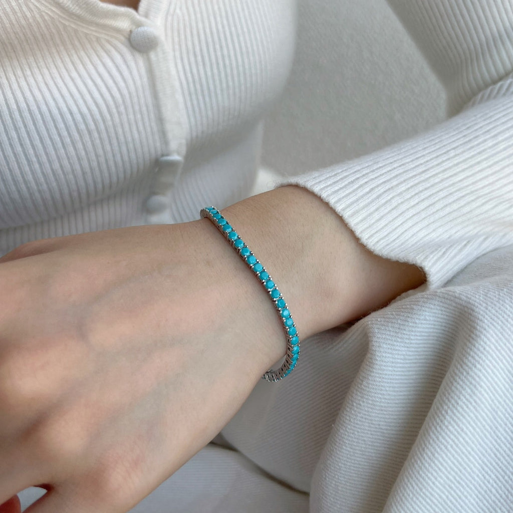 [Clover Jewelry]Zierliches bezauberndes Tennisarmband mit runden Steinen