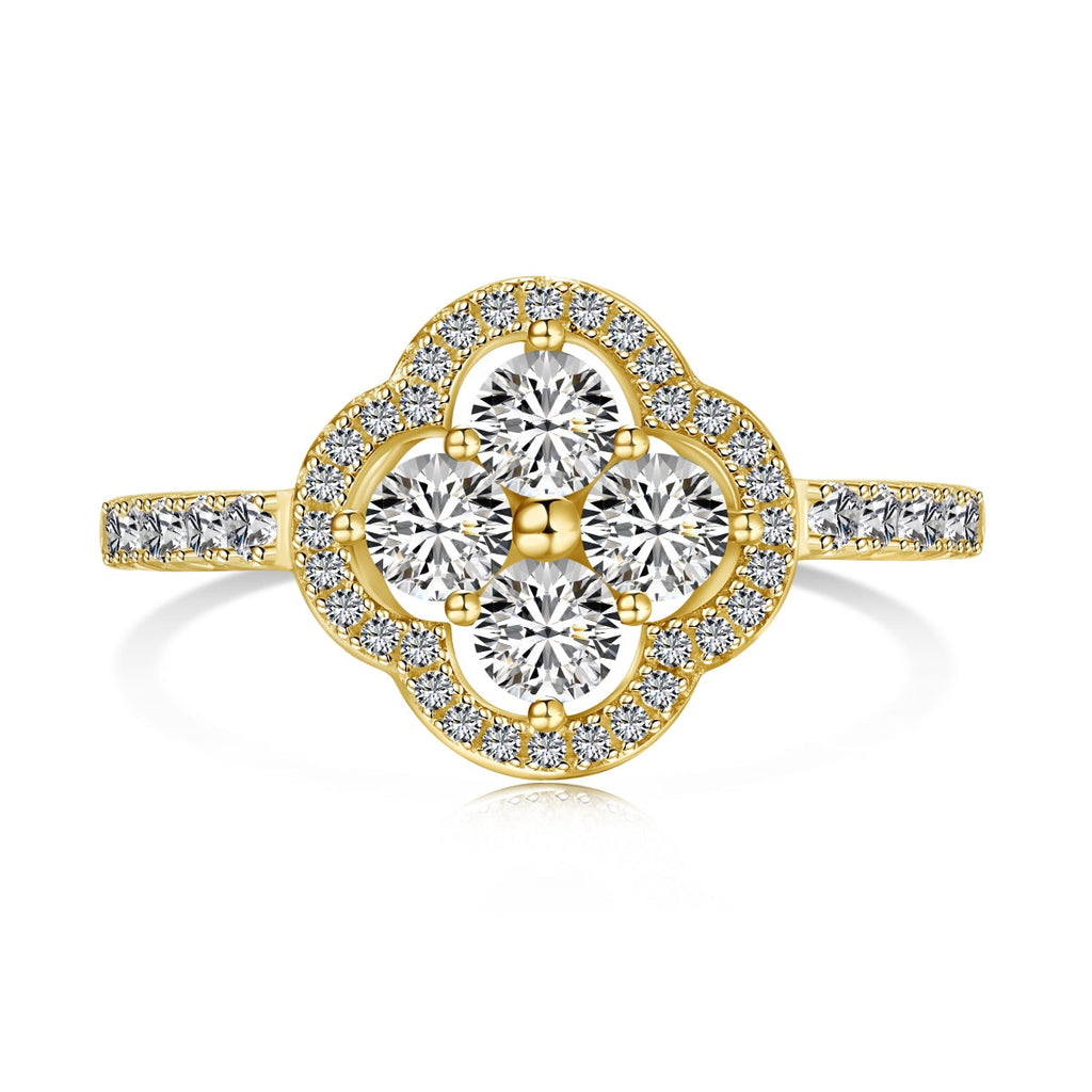 [Clover Jewelry]Four Leaf Clover Flower Design Ring
