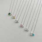[Clover Jewelry]Funkelnde Halskette mit Quadrat- und Herzform