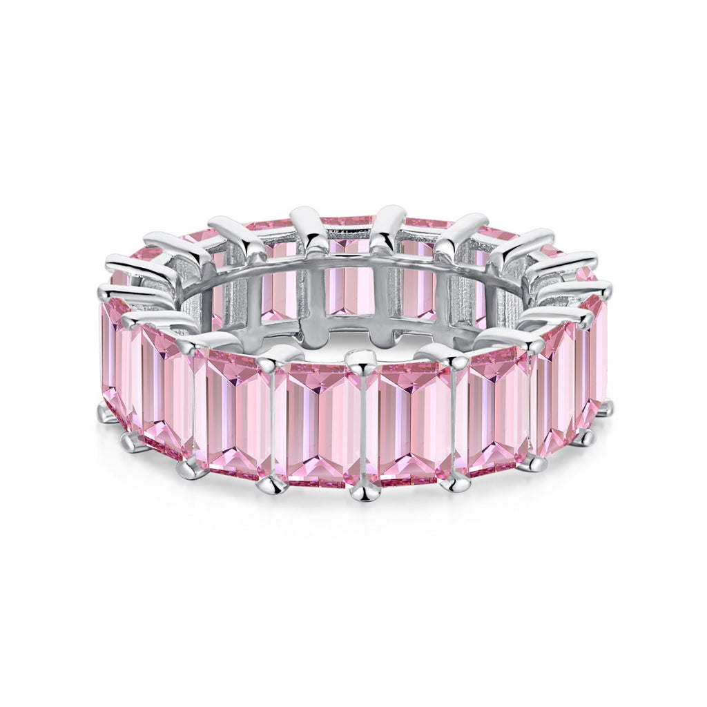 [Clover Jewelry]0.75 Karat Eleganter Tennisring mit Smaragdschliff