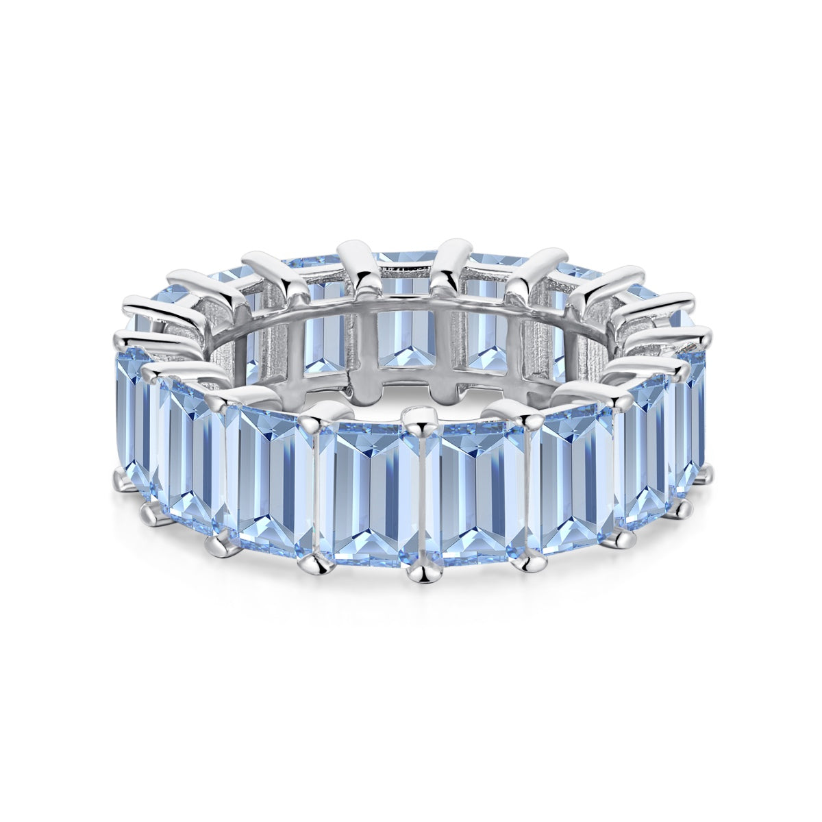 [Clover Jewelry]0.75 Karat Eleganter Tennisring mit Smaragdschliff