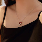 [Clover Jewelry]Zierliche rote Herz Halskette