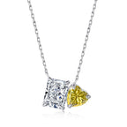 [Clover Jewelry]Funkelnde Halskette mit Quadrat- und Herzform