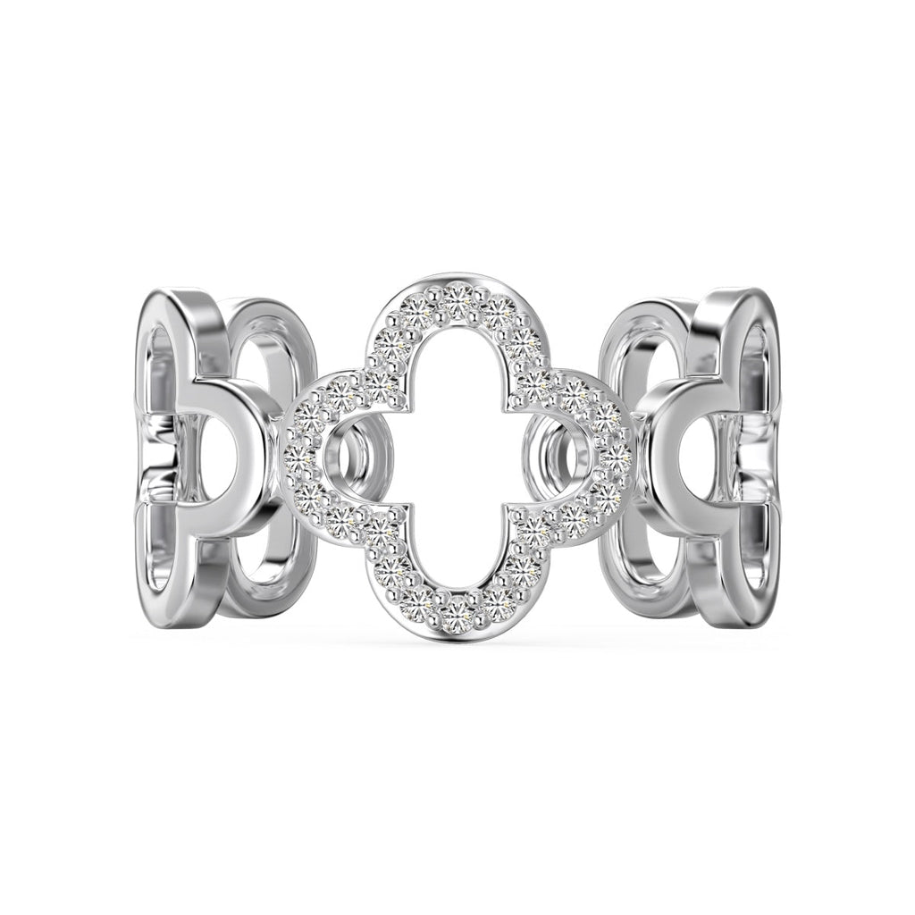 [Clover Jewelry]Hohles Design Vierblättriges Kleeblatt Ring